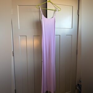 SKIMS Lavender Soft Lounge Ribbed Spaghetti-Strap Maxi Slip Dress